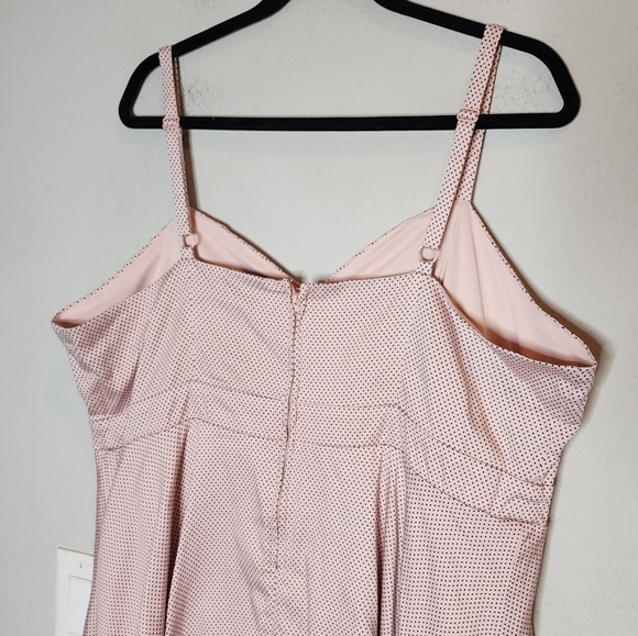 Torrid Pink Black Polka Dot lace trim sleeveless fit and flare dress size 20 - Picture 8 of 14